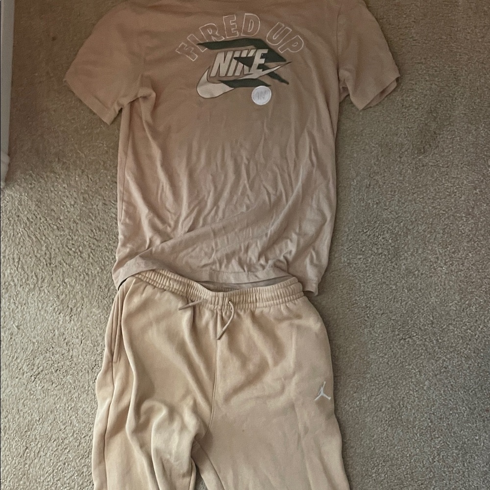 Nike Beige Graphic Tee and Joggers